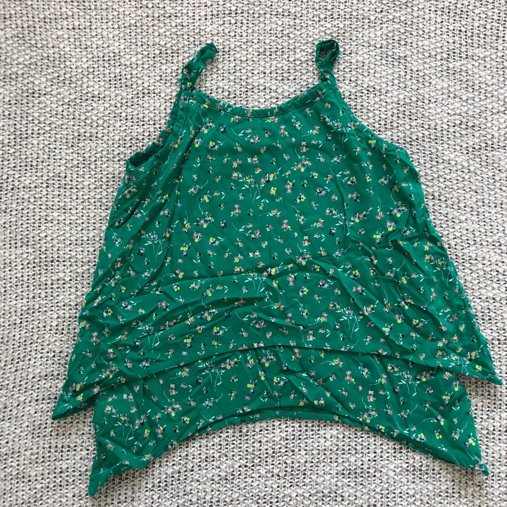Green floral layered tank top